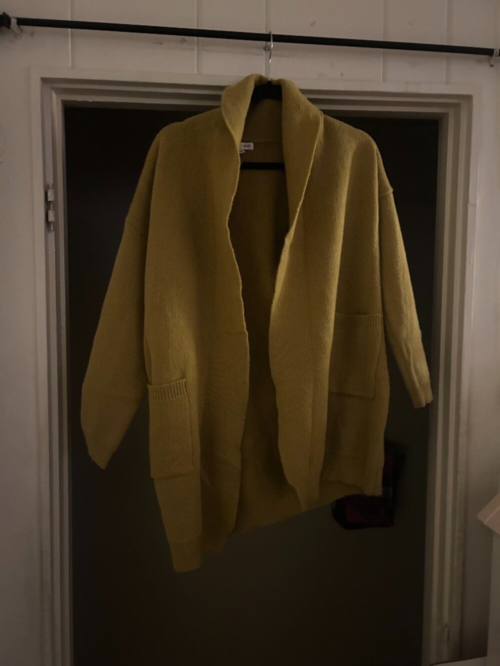 Woven Heart Color Yellow Oversized Cardigan Sweater